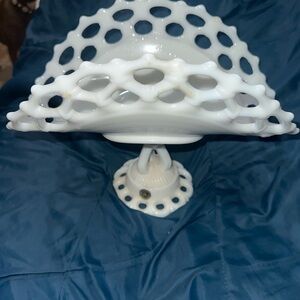 Vintage Westmoreland Milk Glass Pierced Compote | Pedestal Bowl | Lace